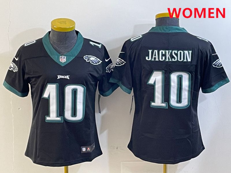 Women Philadelphia Eagles #10 Jackson Black Second generations 2025 Nike Vapor Limited NFL Jersey style 1->women nfl jersey->Women Jersey